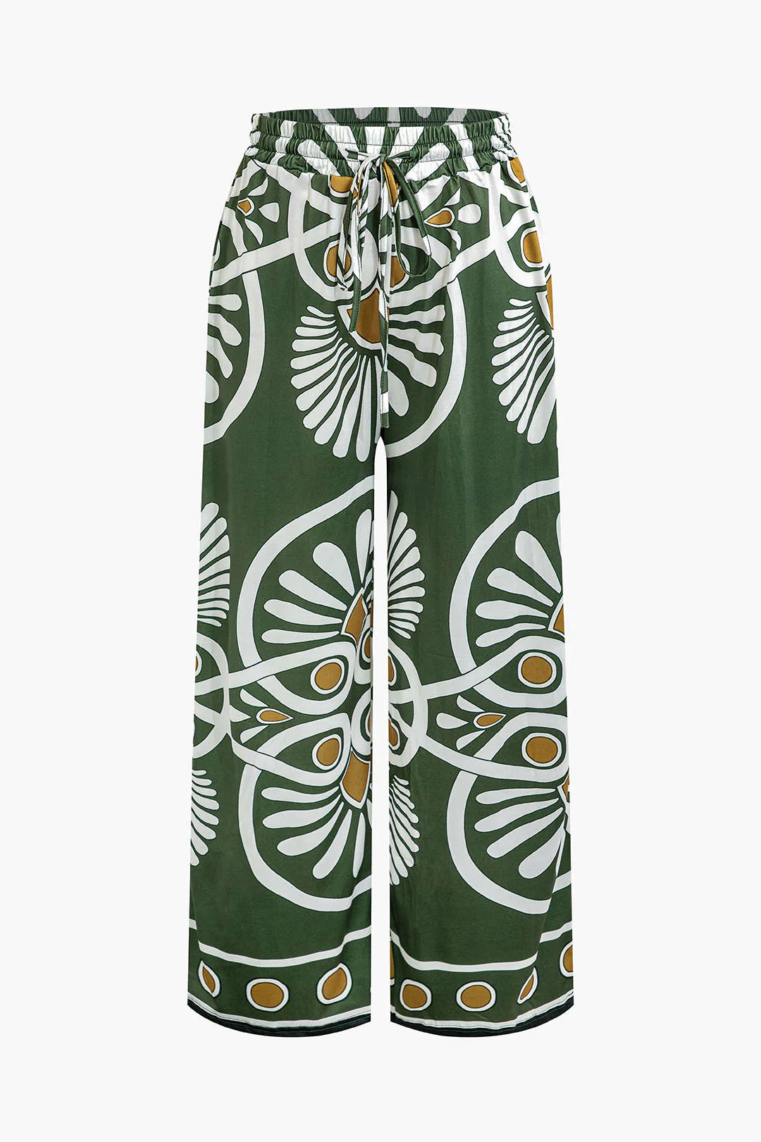 Abstract Pattern Drawstring Wide-Leg Trousers