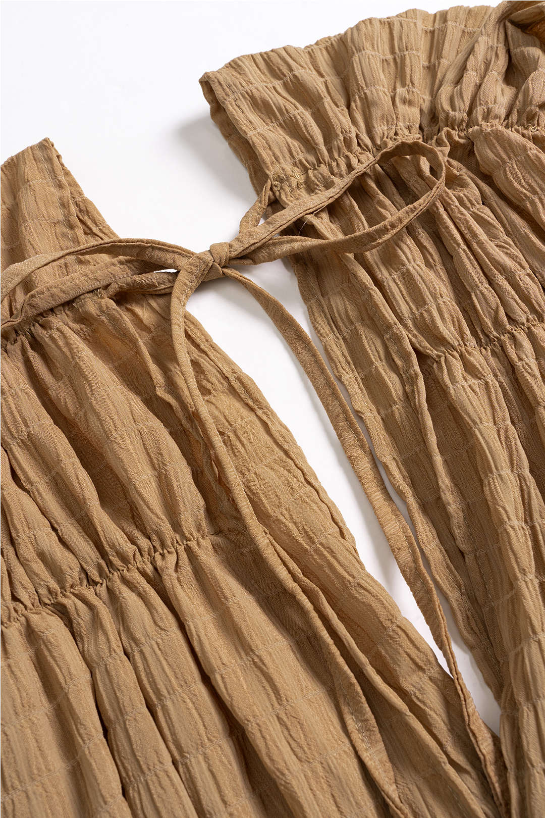 V-Neck Belted Ruched Tie-Up Sleeveless Mini Dress