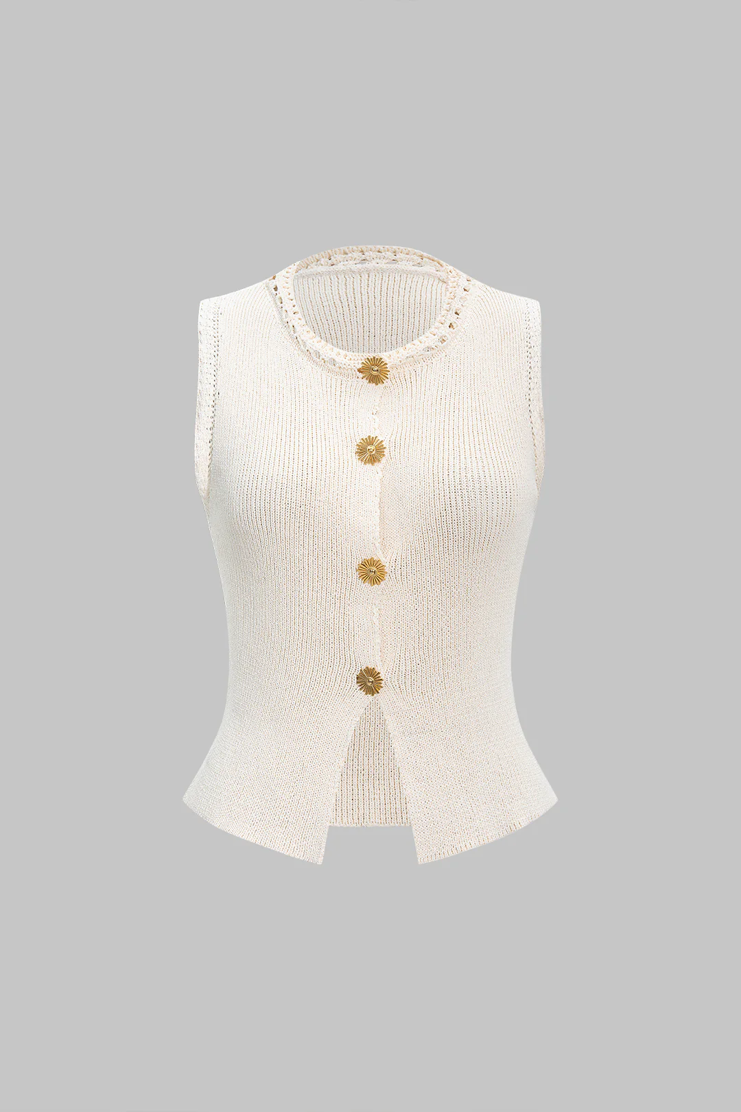 Knit Metallic Buckle Sleeveless Top