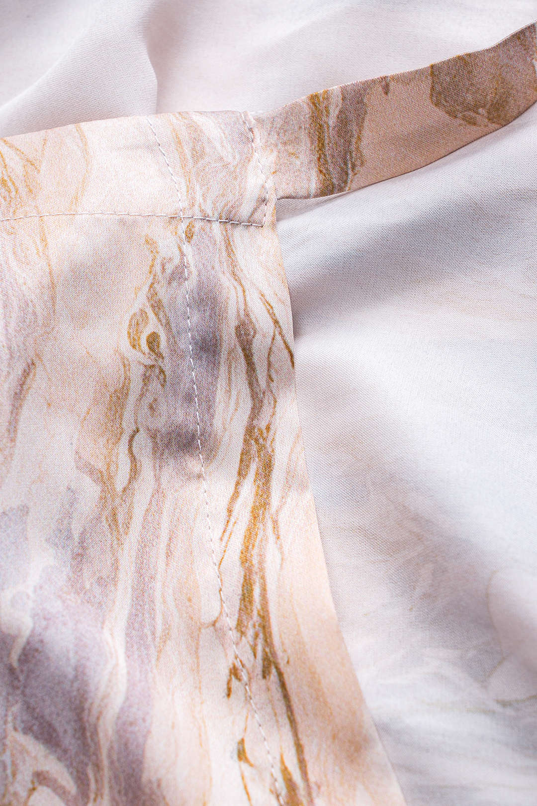 Abstract Pattern Ruched Satin Tie-Front Skirt