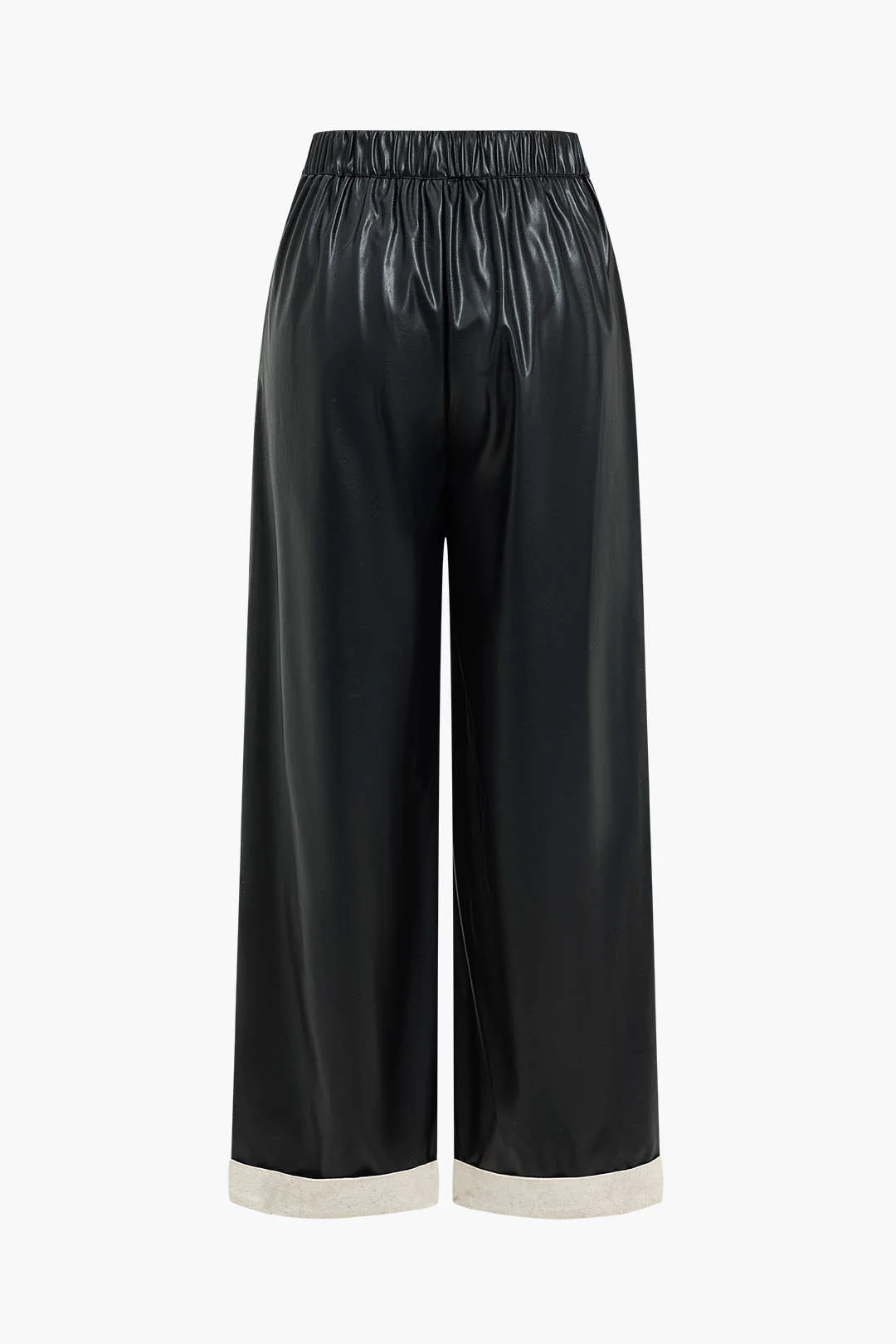 Faux Leather Asymmetric Patchwork Trousers