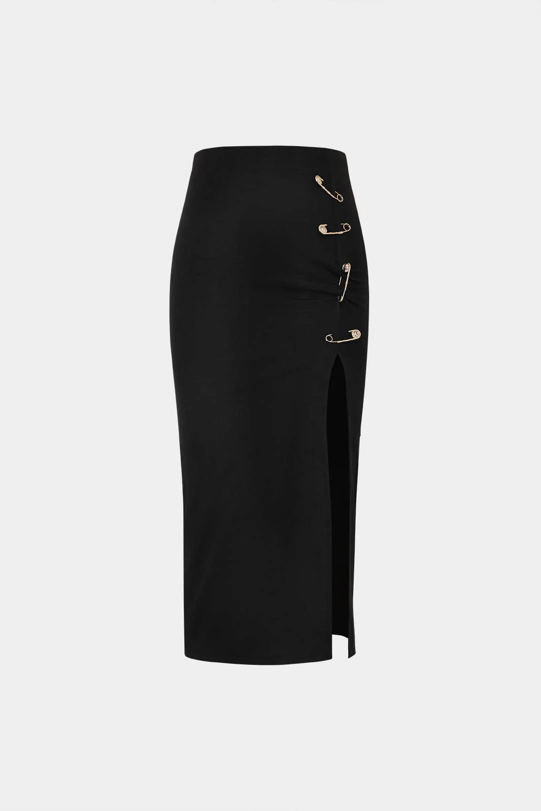 Hook Detail Split Mid-length Skirt