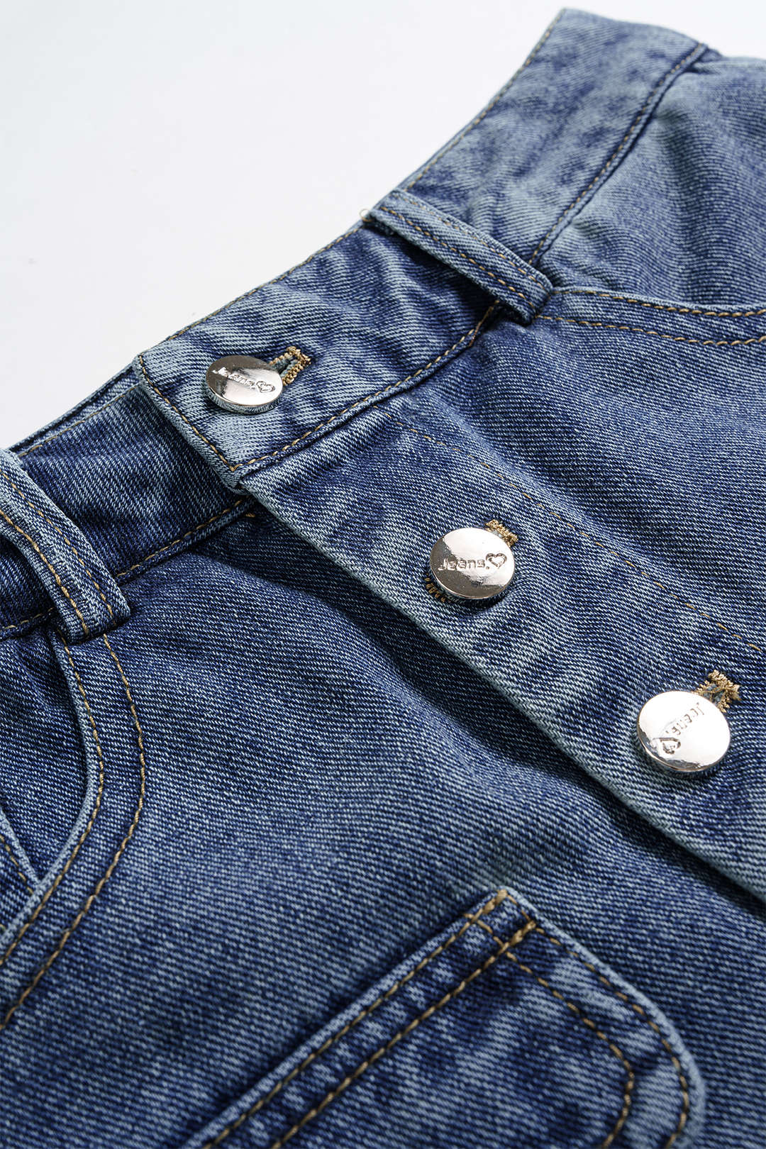 Denim Button-up High-waisted Skirt