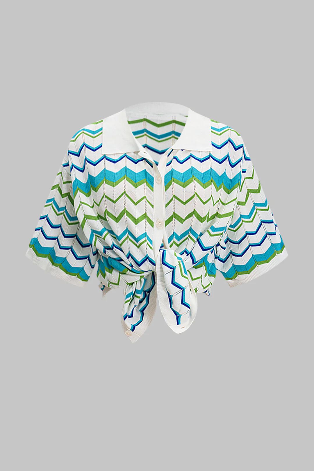 Contrasting Knit Top and Drawstring Shorts Set