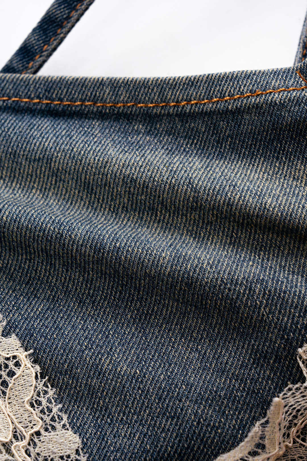 Denim Patchwork Slip Split Top Set