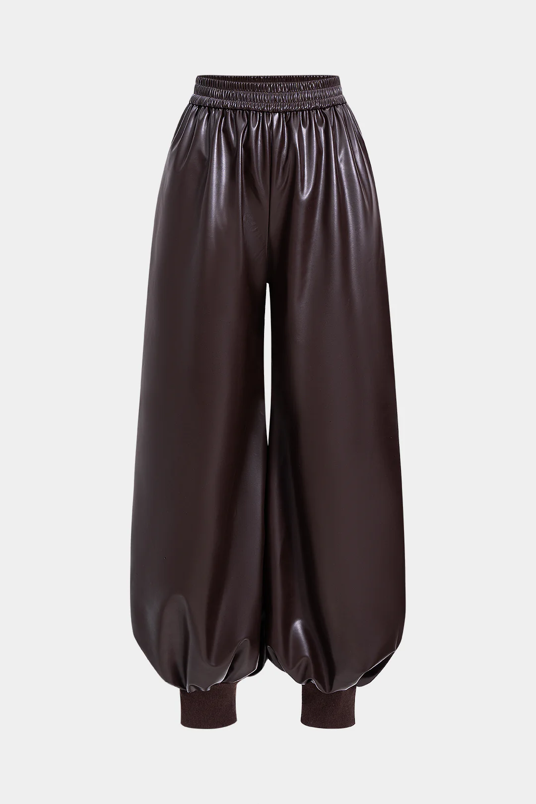 Faux Leather Patchwork Lantern Trousers