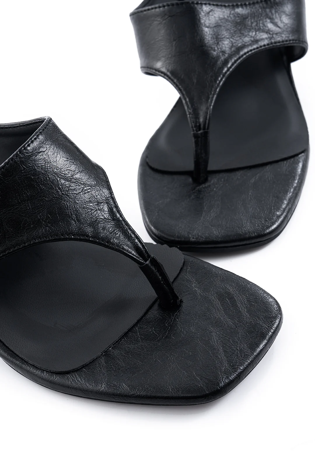 Faux Leather Square Toe Indoor Slippers