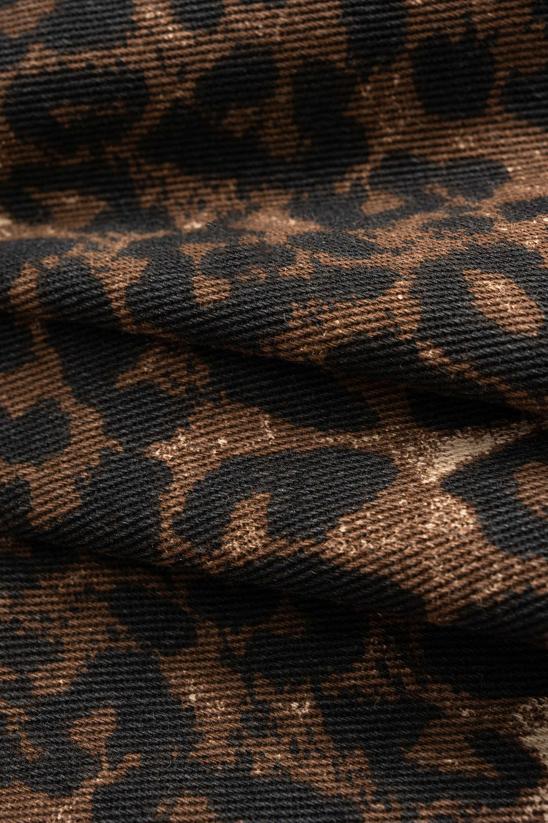 Denim Leopard Print High-Waist Skirt