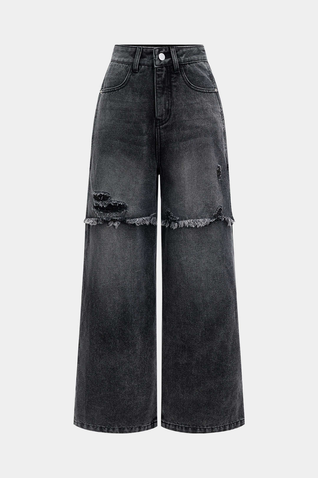 Patchwork Straight Leg Denim Jeans