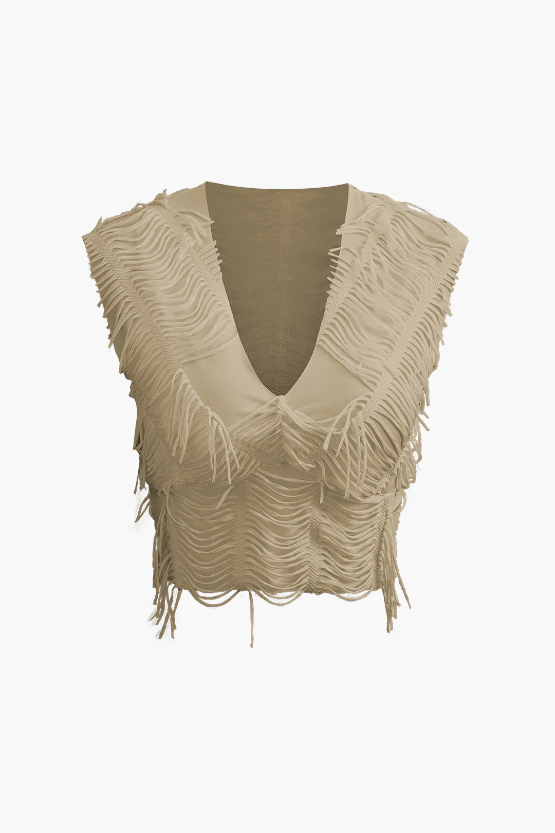 Distressed V-neck Cap Sleeve Crop Top and Slit Maxi Skirt Outfit Set