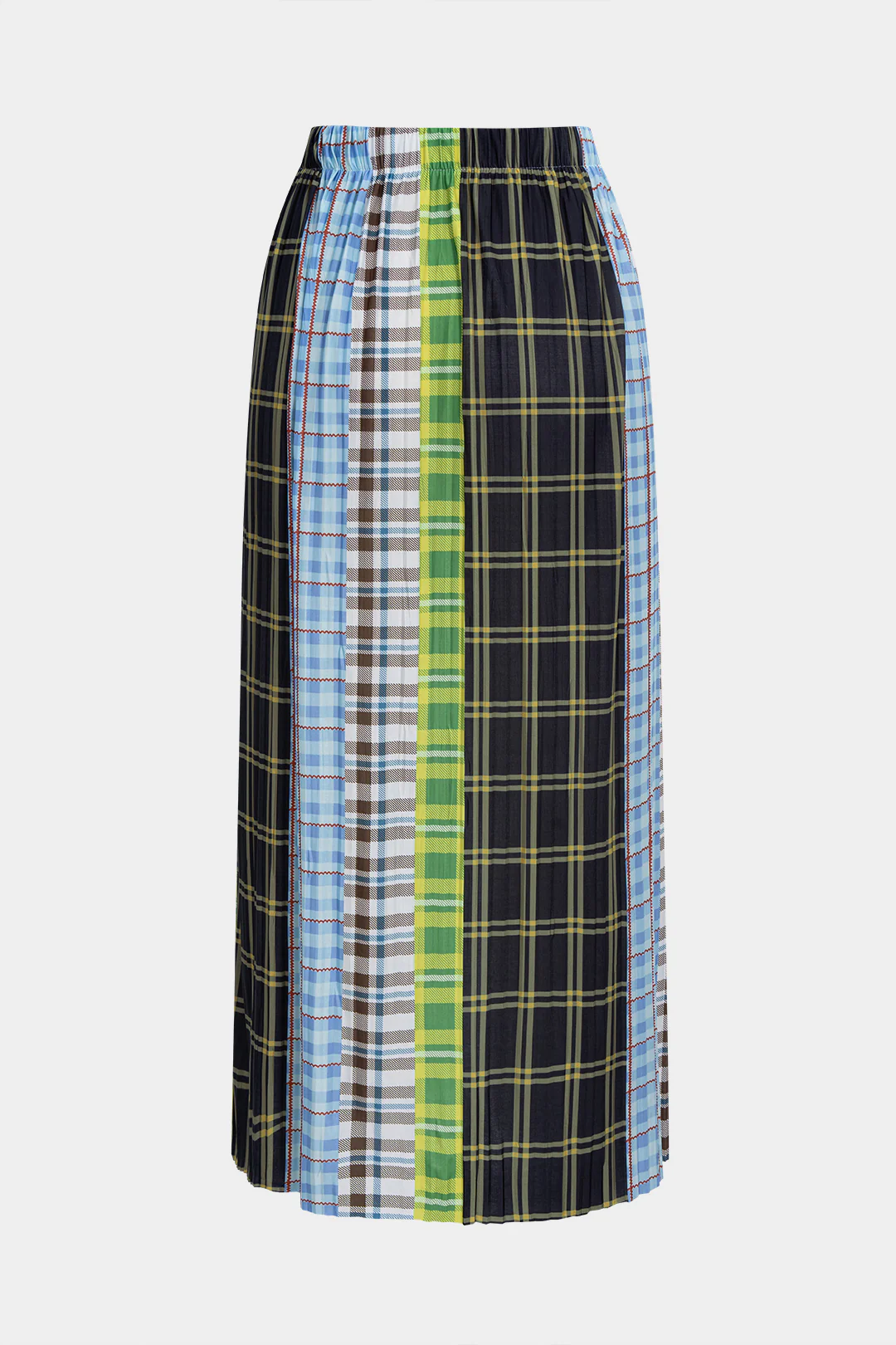 Plaid Contrast Print High-Waisted Skirt
