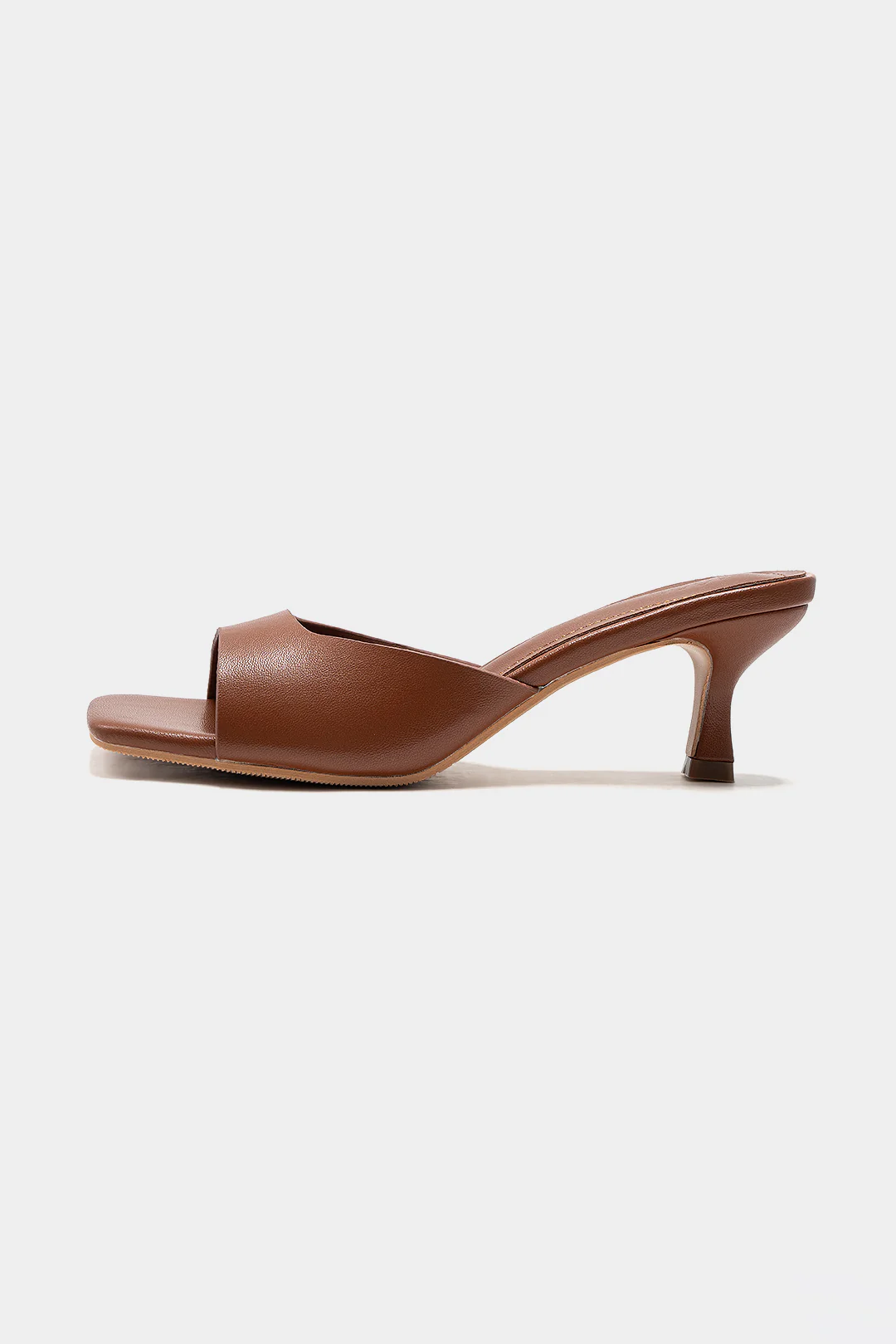 Leather Square-Toe Low-Heel Shoes