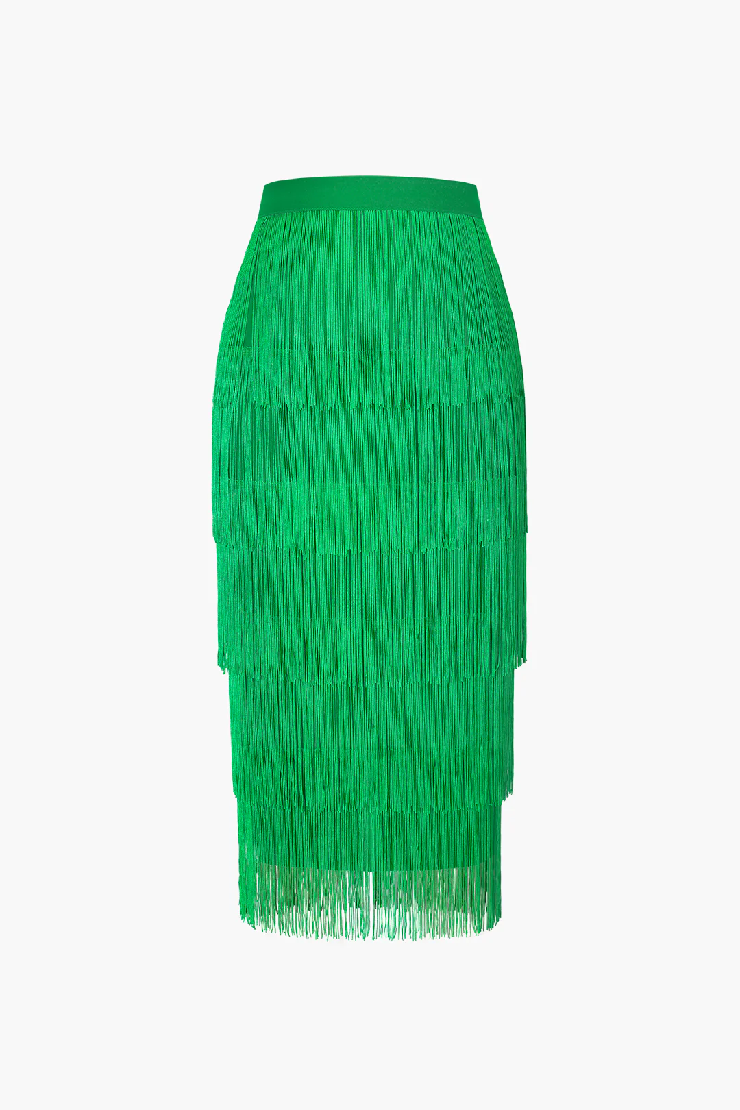 Tiered Fringed Midi Skirt
