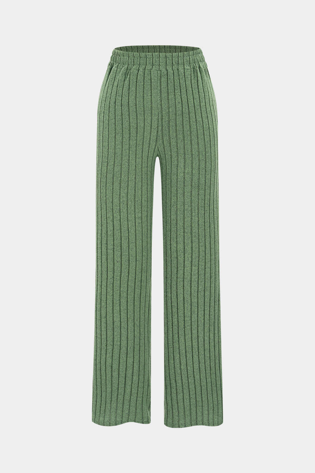 Basic Solid Knit Tank Top And High Waist Pants Set