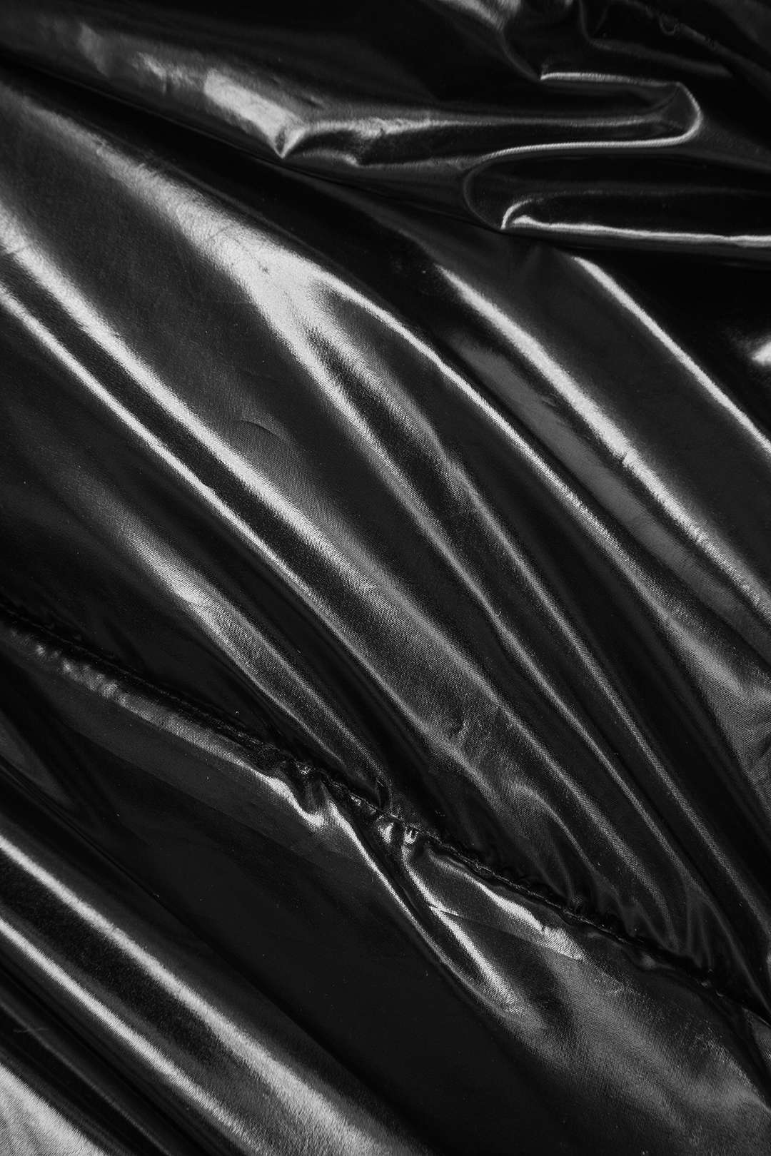 Padded Zipper Faux Leather Puffer