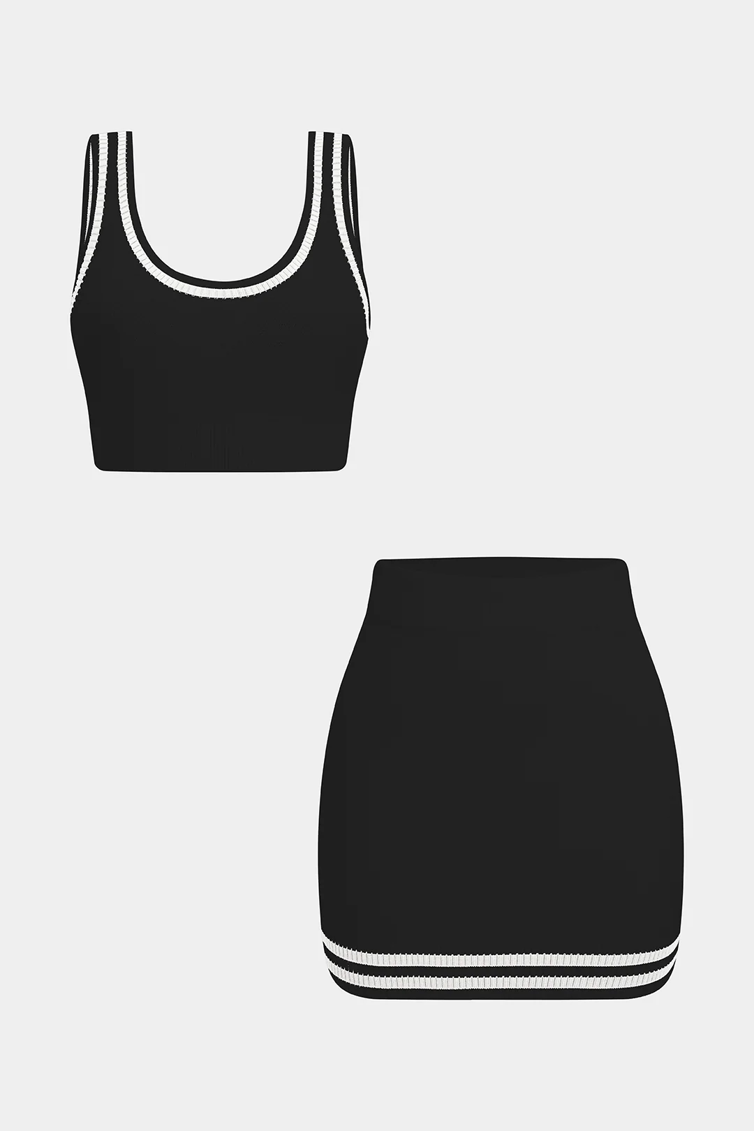 Contrasting Knit Camisole Top and Shorts Set