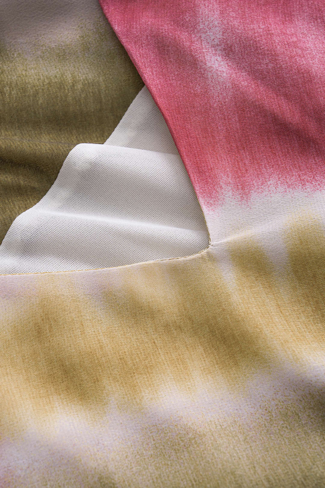 Tie Dye Ombre Print Satin Beaded Cowl Neck Maxi Slip Dress