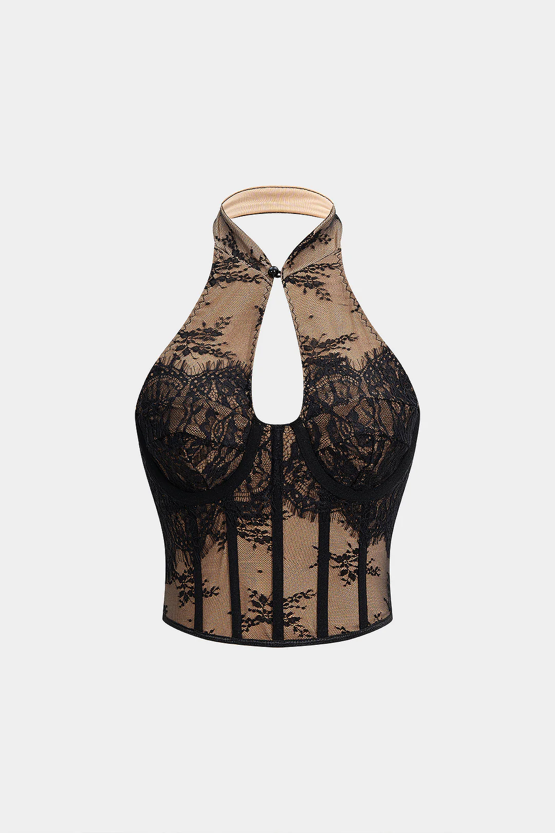 Halter Neck Backless Cut-Out Hook-and-Eye Tank Top