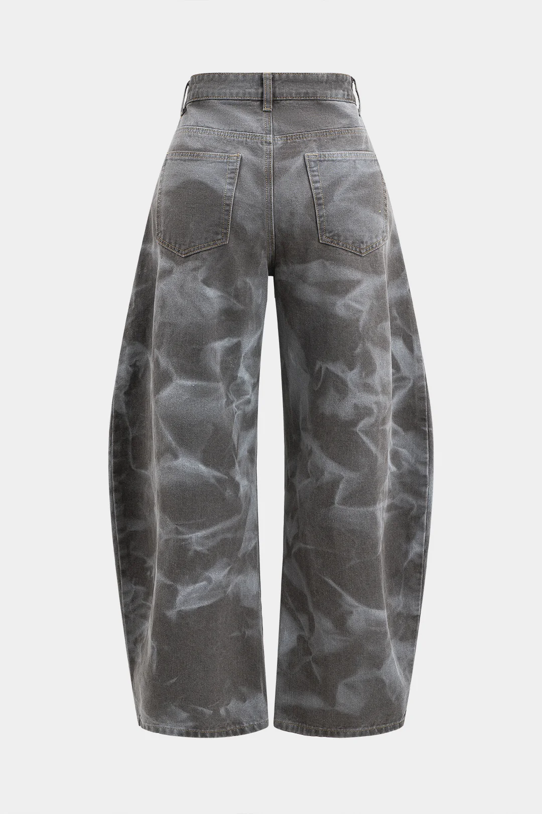 Abstract Print Denim Barrel Jeans