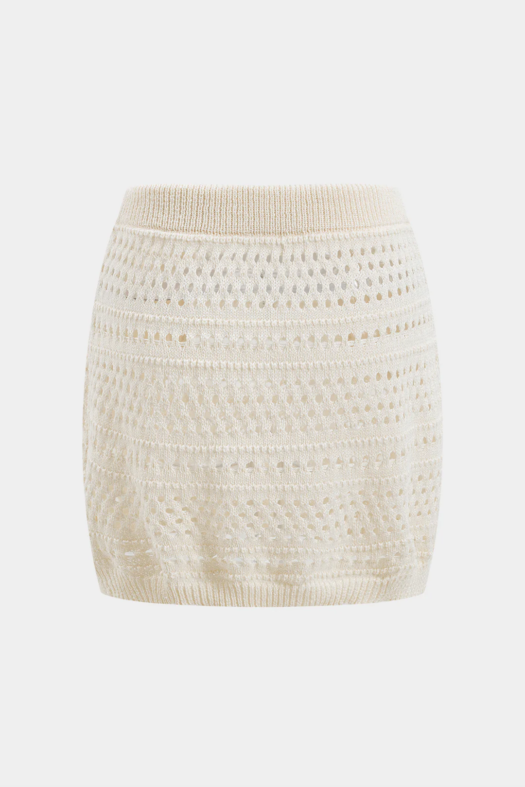 Hollowed-out Knit Tank Top and Skirt Set