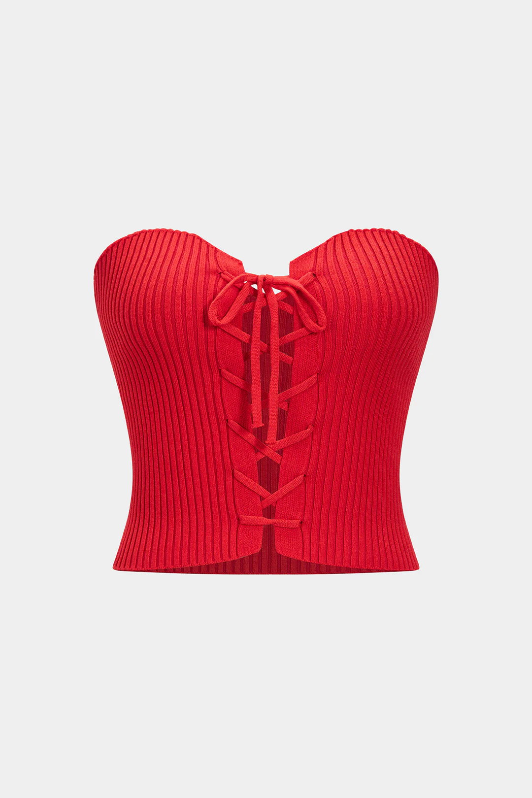 Knit Tie-Up Strapless Tube Top