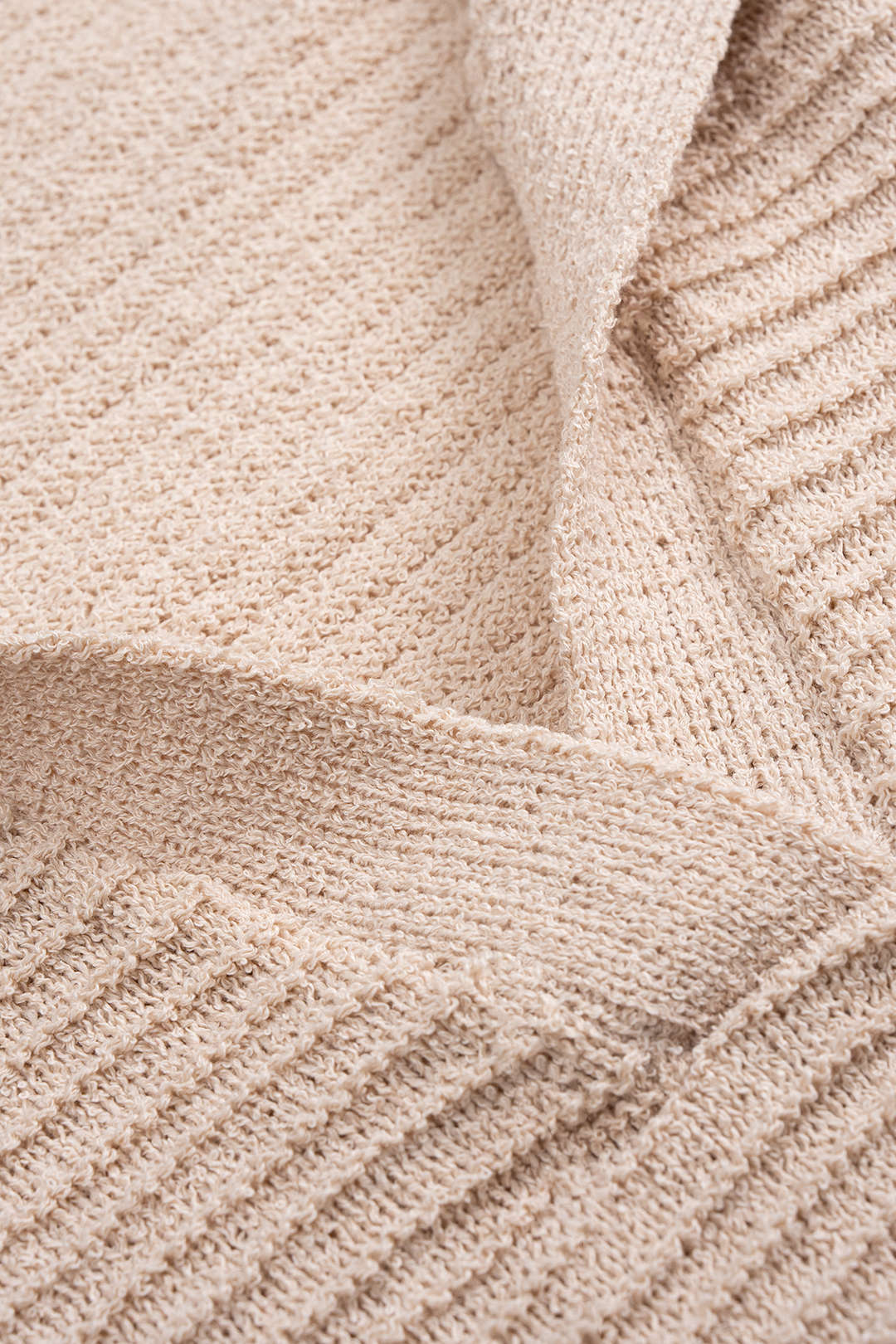 Knit Texture Long-Sleeve Top And Pocket Shorts Set