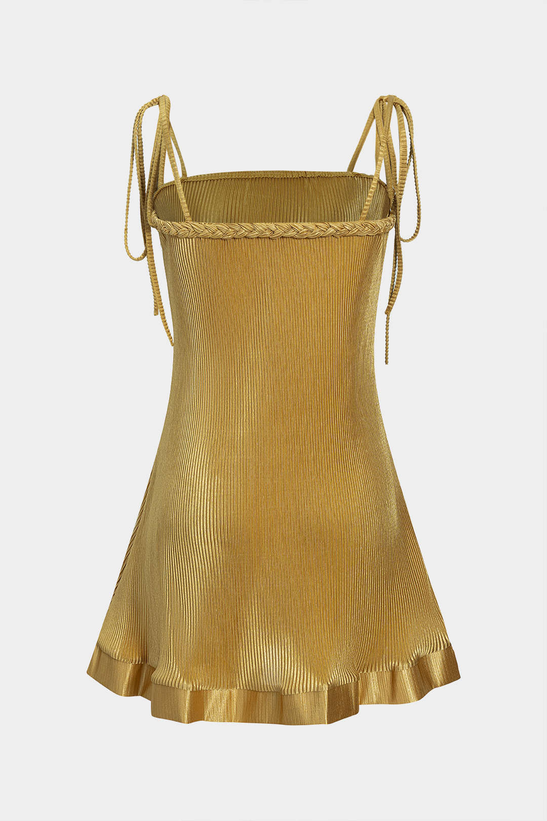 Pleated Tie-Up Slip Sleeveless Mini Dress
