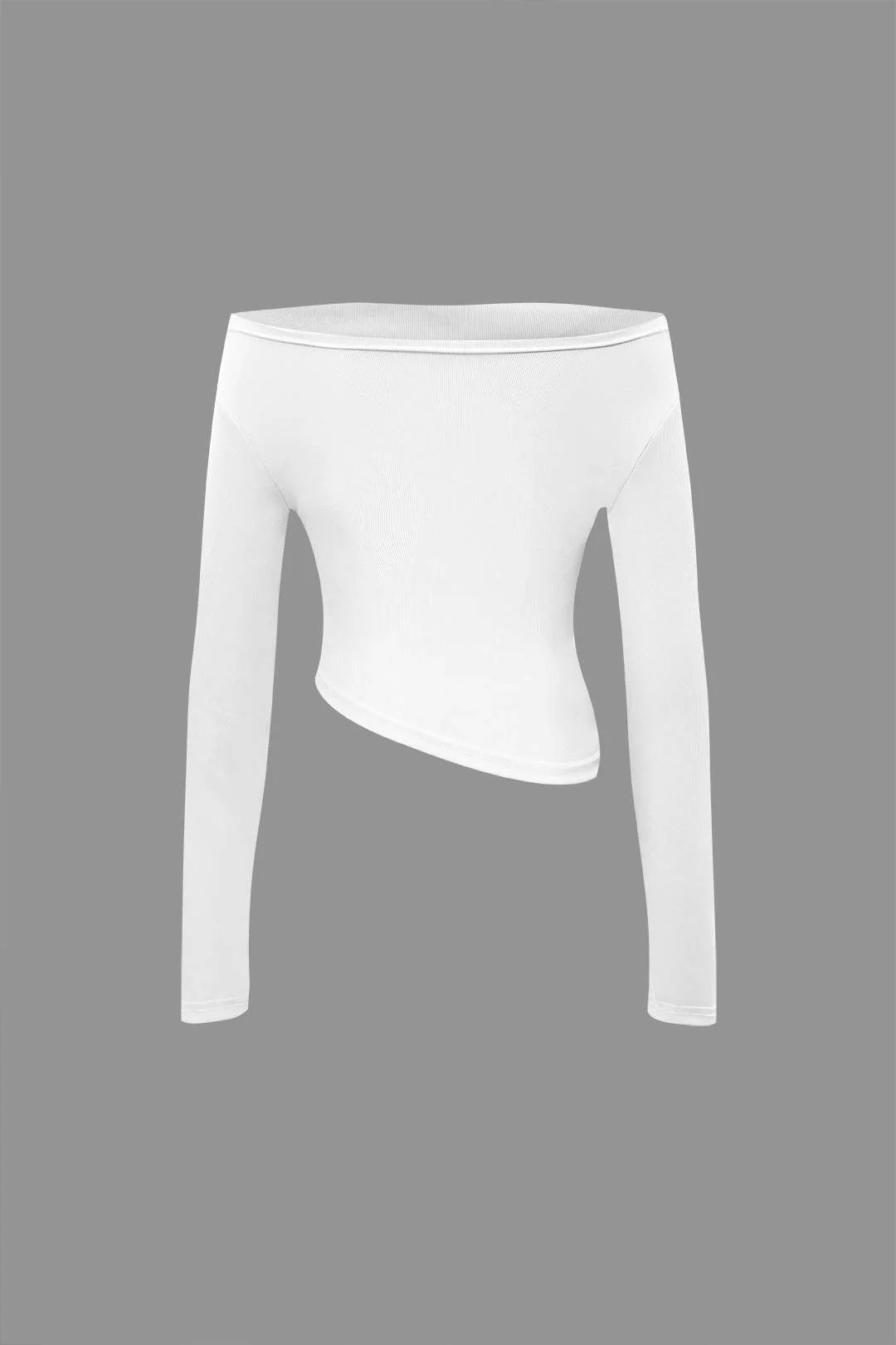 Off-the-Shoulder Ruched Asymmetric Top and Straight-Leg Pants Set