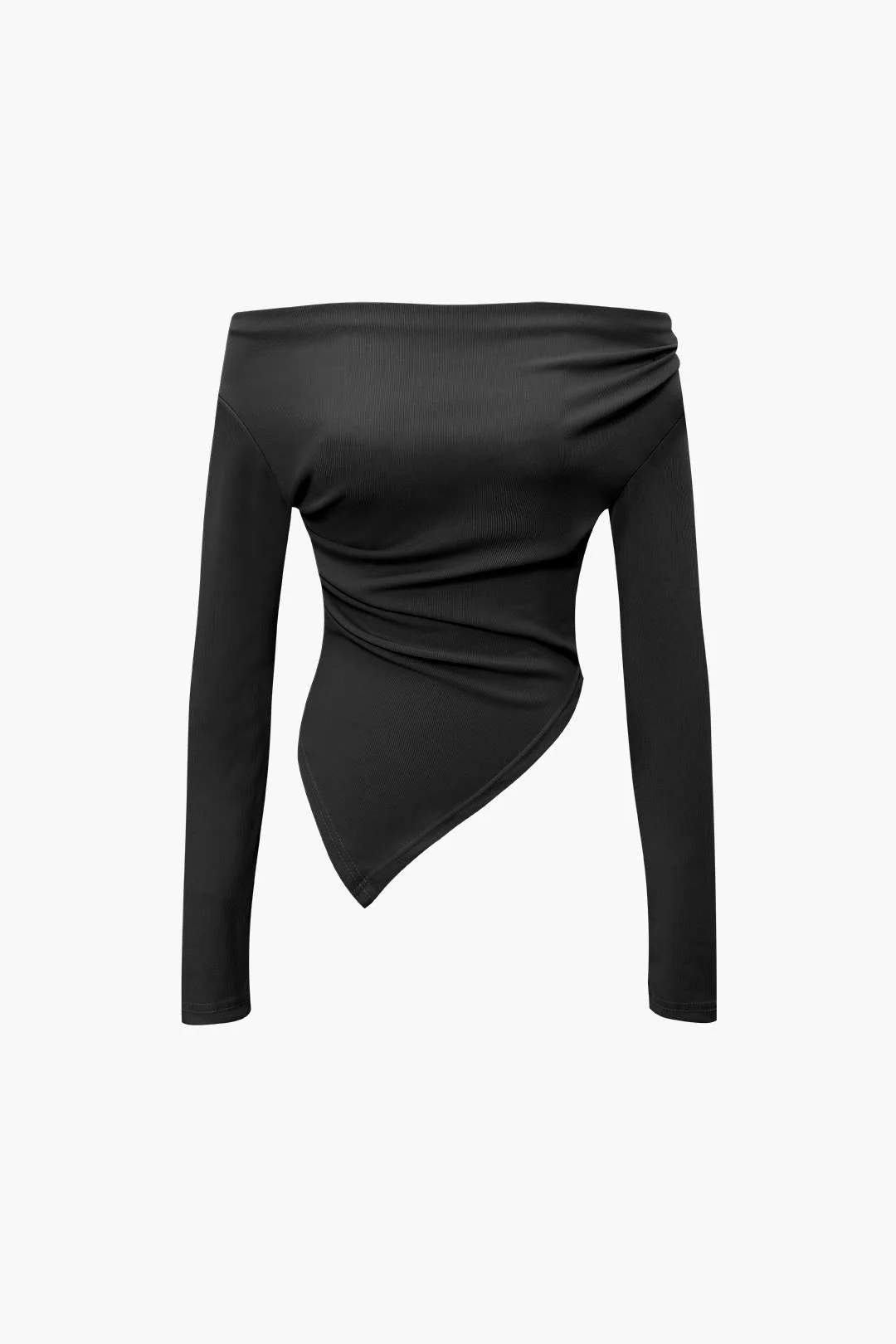 Off-the-Shoulder Ruched Asymmetric Top and Straight-Leg Pants Set