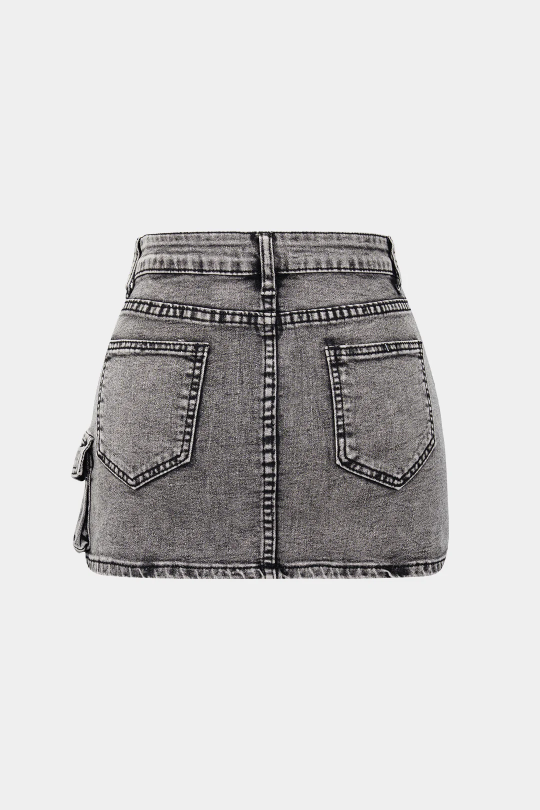 High Waist Pocket Denim Skirt