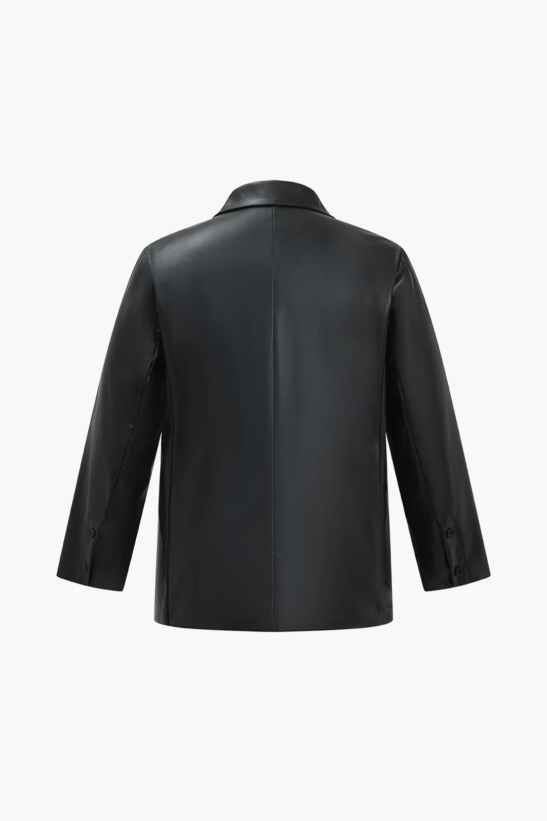 Plus Size Solid Pu Leather Jacket