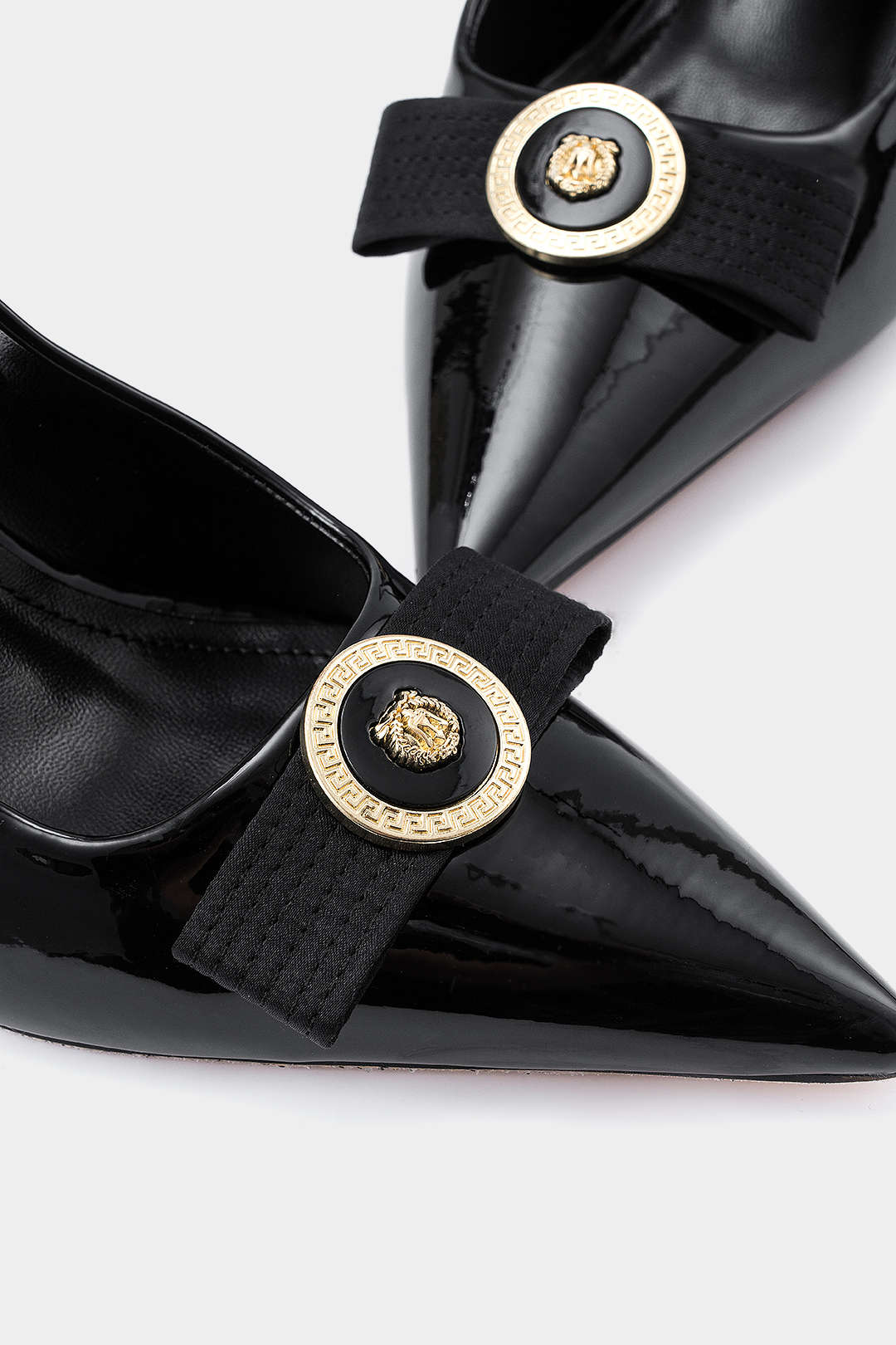 Metallic Faux Leather Pointed Toe Heels