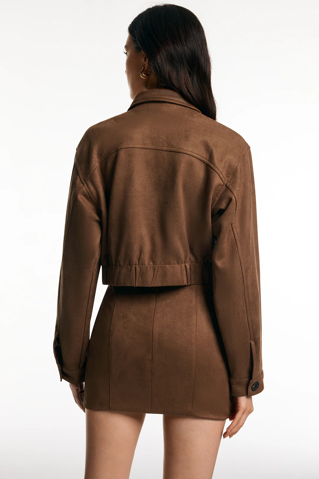 Suede Button Pocket Long Sleeve Top