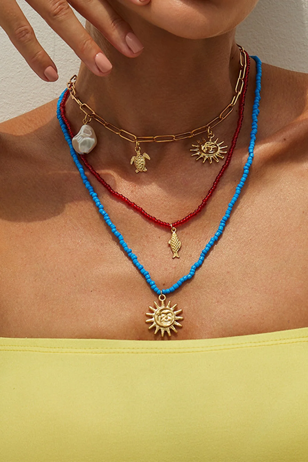 Metal Starfish Fish Tail Seashell Necklace