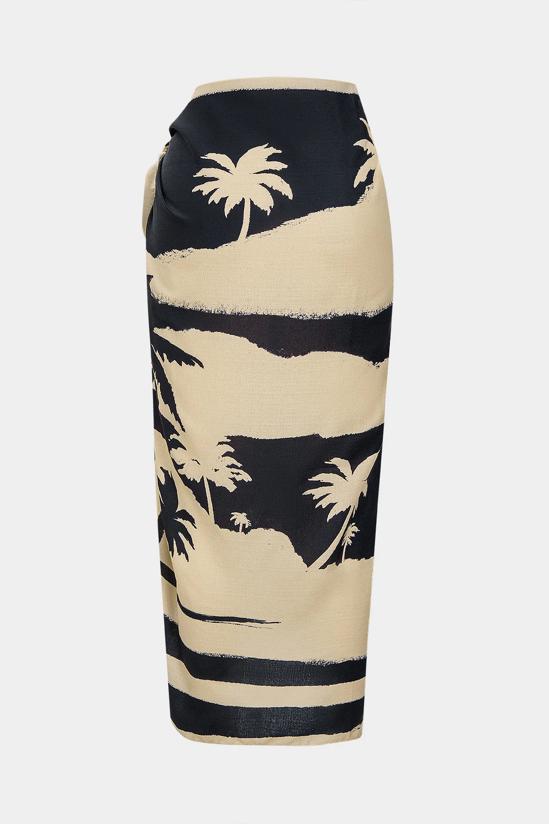 Palm Print Tie Front Skirt