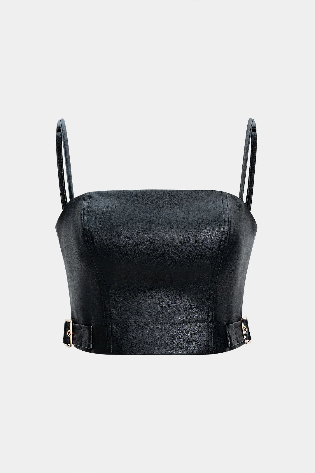 Faux Leather Metallic Buckle Camisole Top