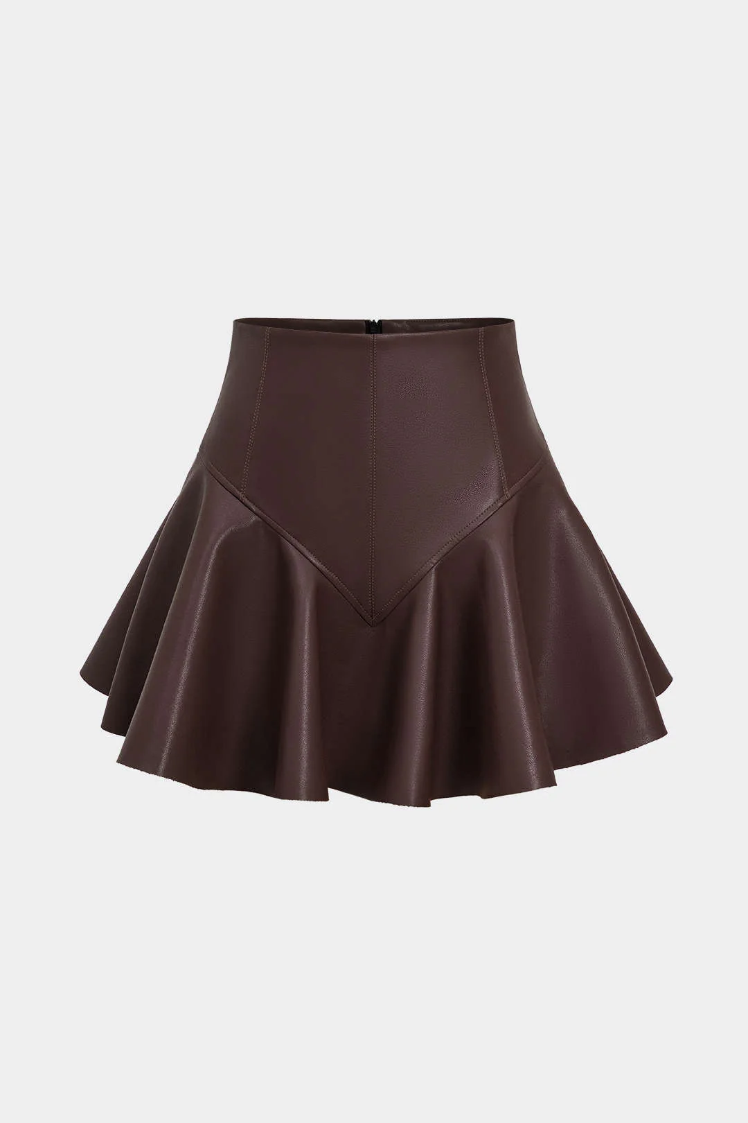 Basic Faux Leather Ruched Mini Skirt