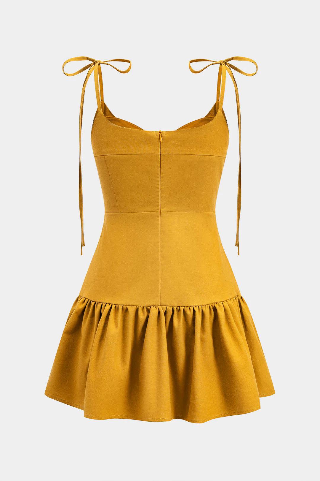 Linen Ruched Tie-Up Sleeveless Mini Dress