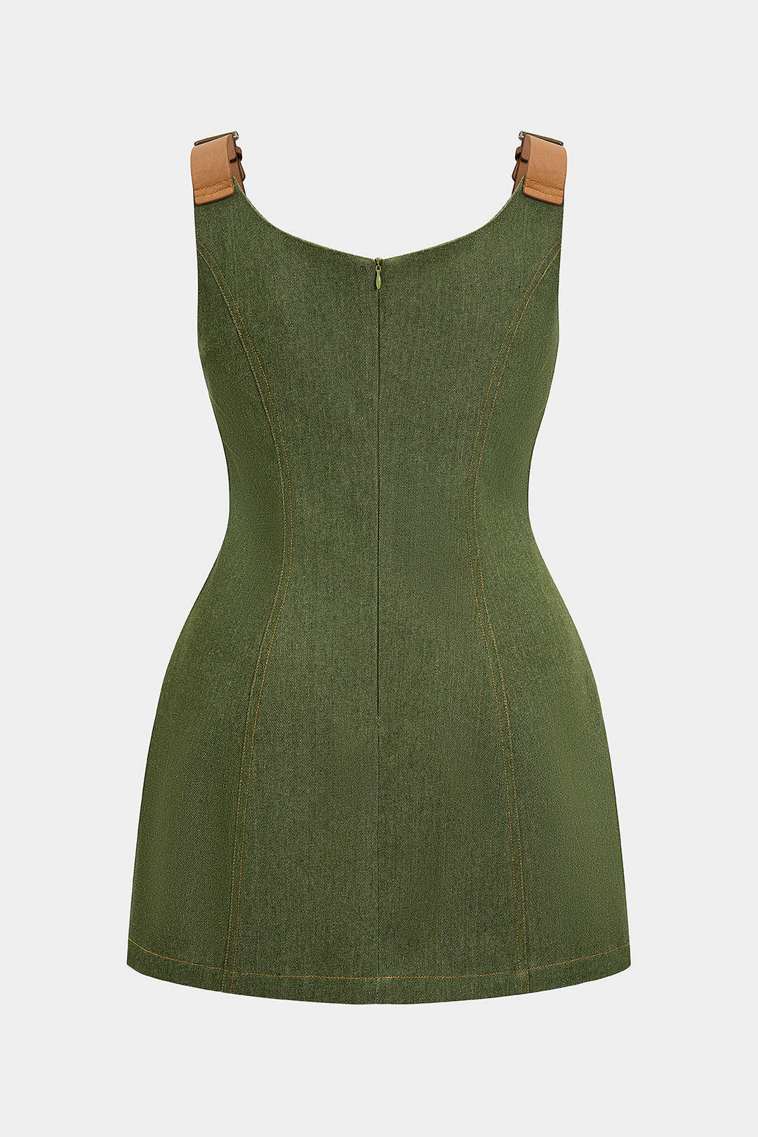 Plus Size Denim Sleeveless Mini Dress with Neck Zipper