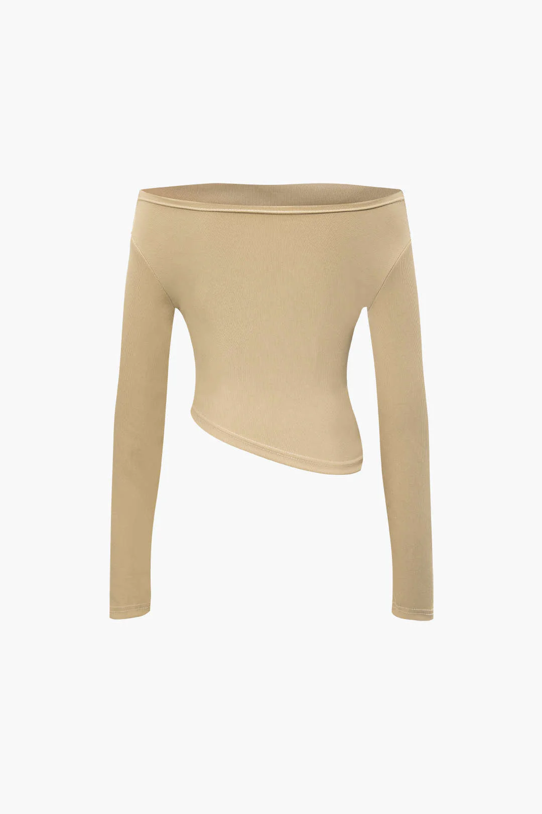 Off-the-Shoulder Ruched Asymmetric Top and Straight-Leg Pants Set