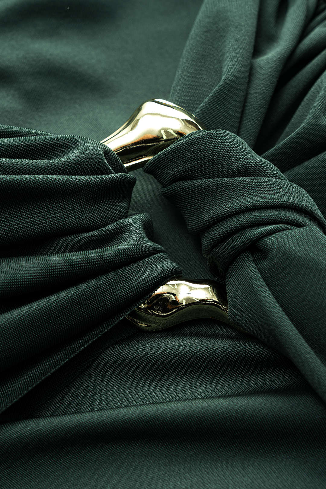 Metallic Ruched Strappy Knotted Long-Sleeved Mini Dress