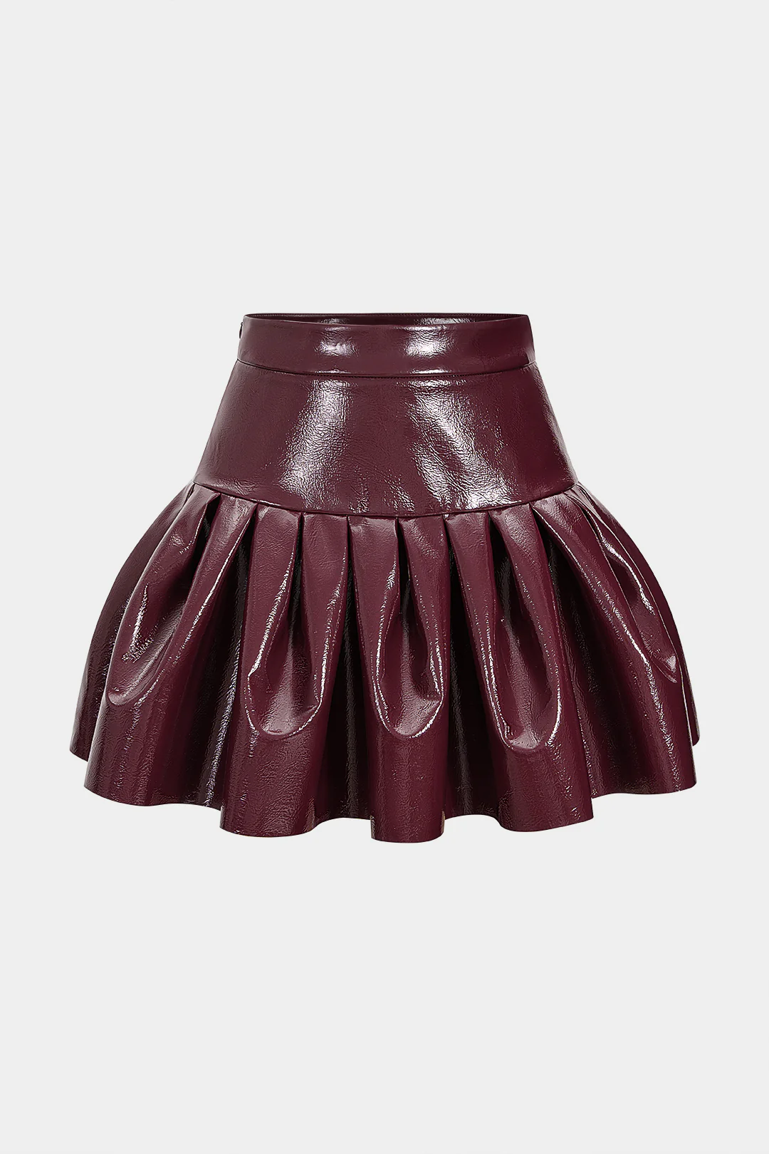 Faux Leather Puff Ruched Skirt