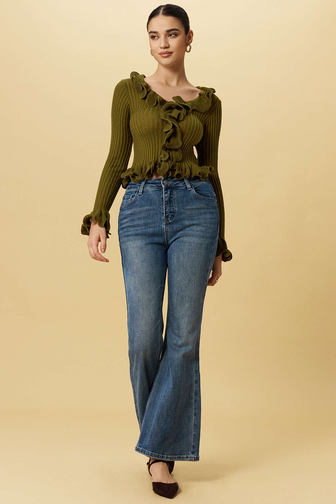 Ruffled Long Sleeve Top