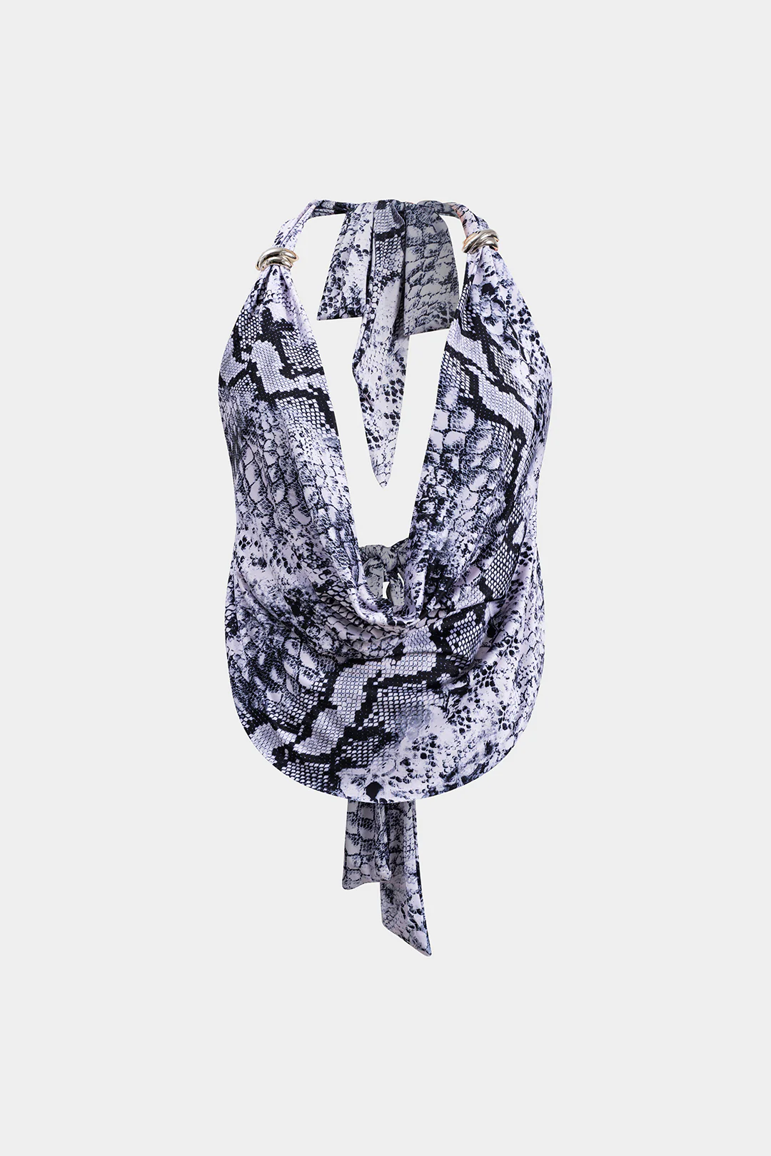 Snake Print Cowl Neck Top and Skirt Set