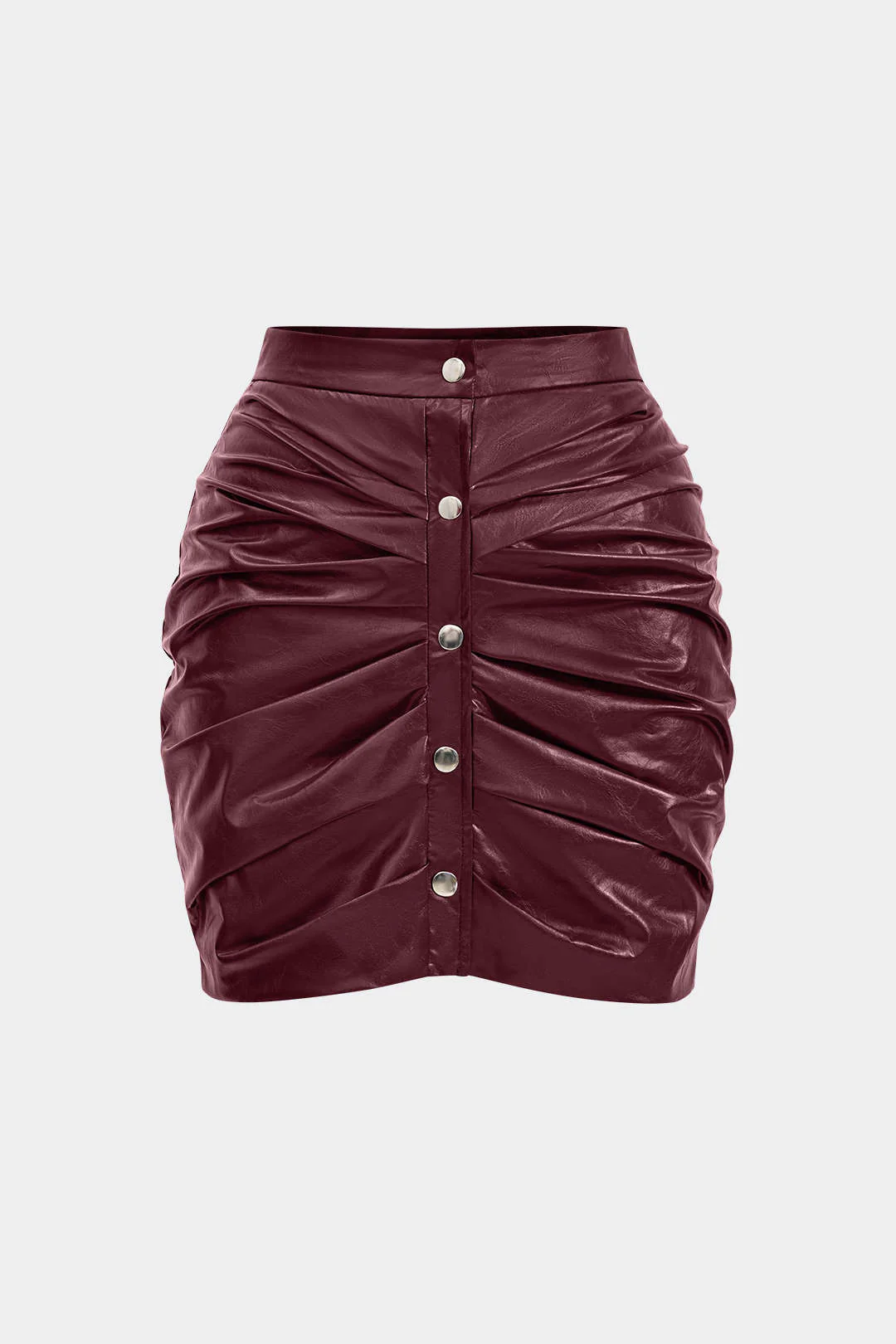 Faux Leather Gathered Skirt