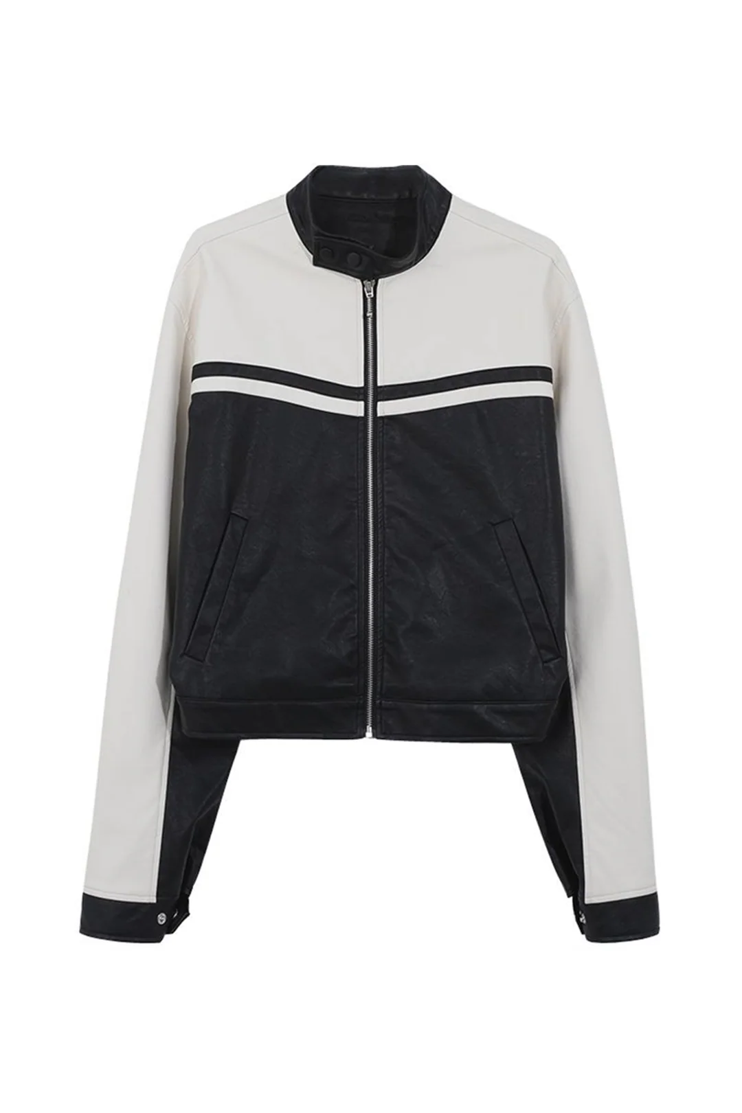 Contrast Faux Leather Jacket