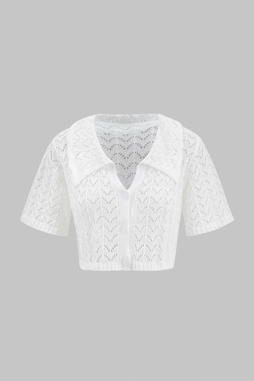 Knit Cut-Out Button Short-Sleeve Top and Skirt Set