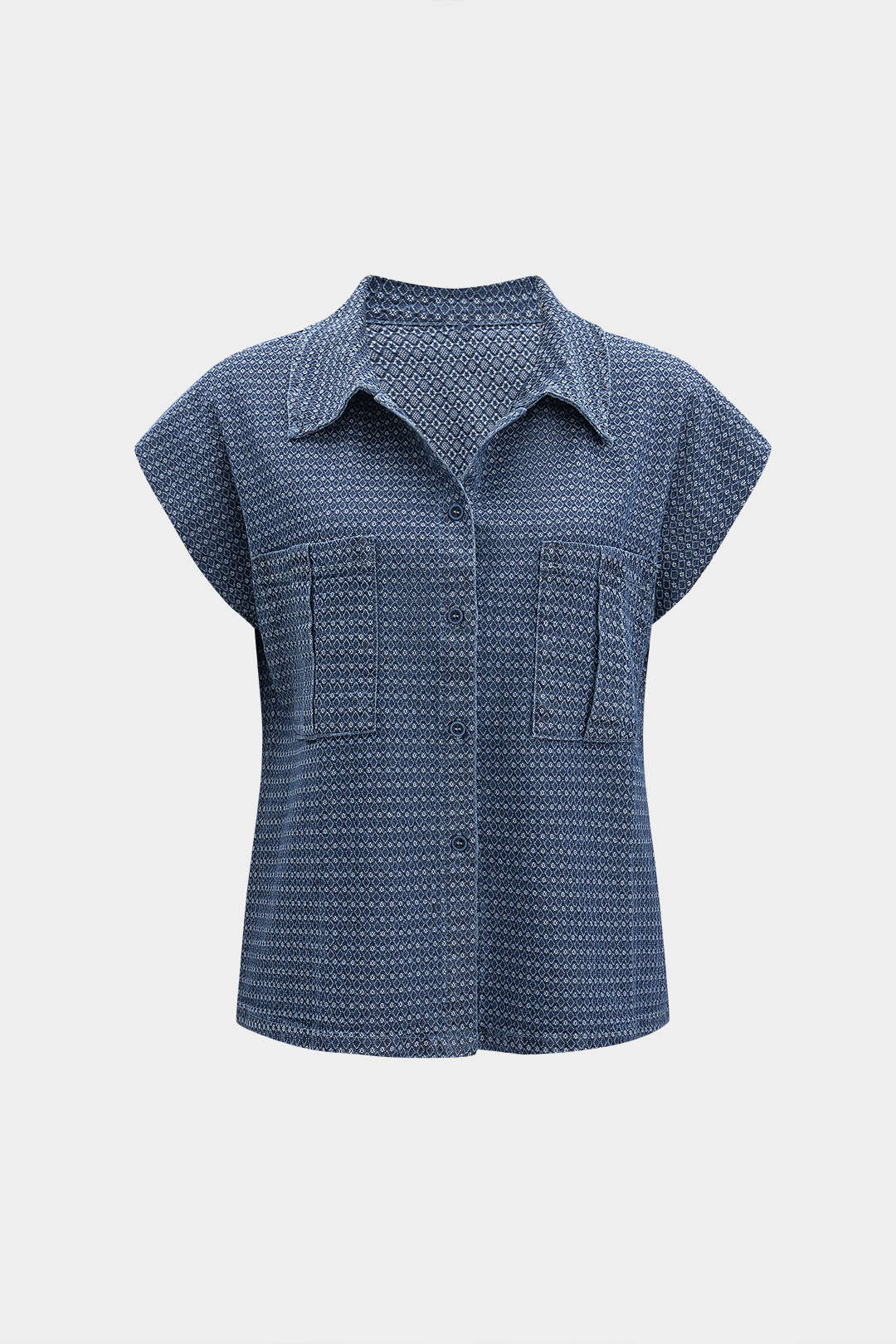 Denim Button Pocket Short-Sleeve Shirt