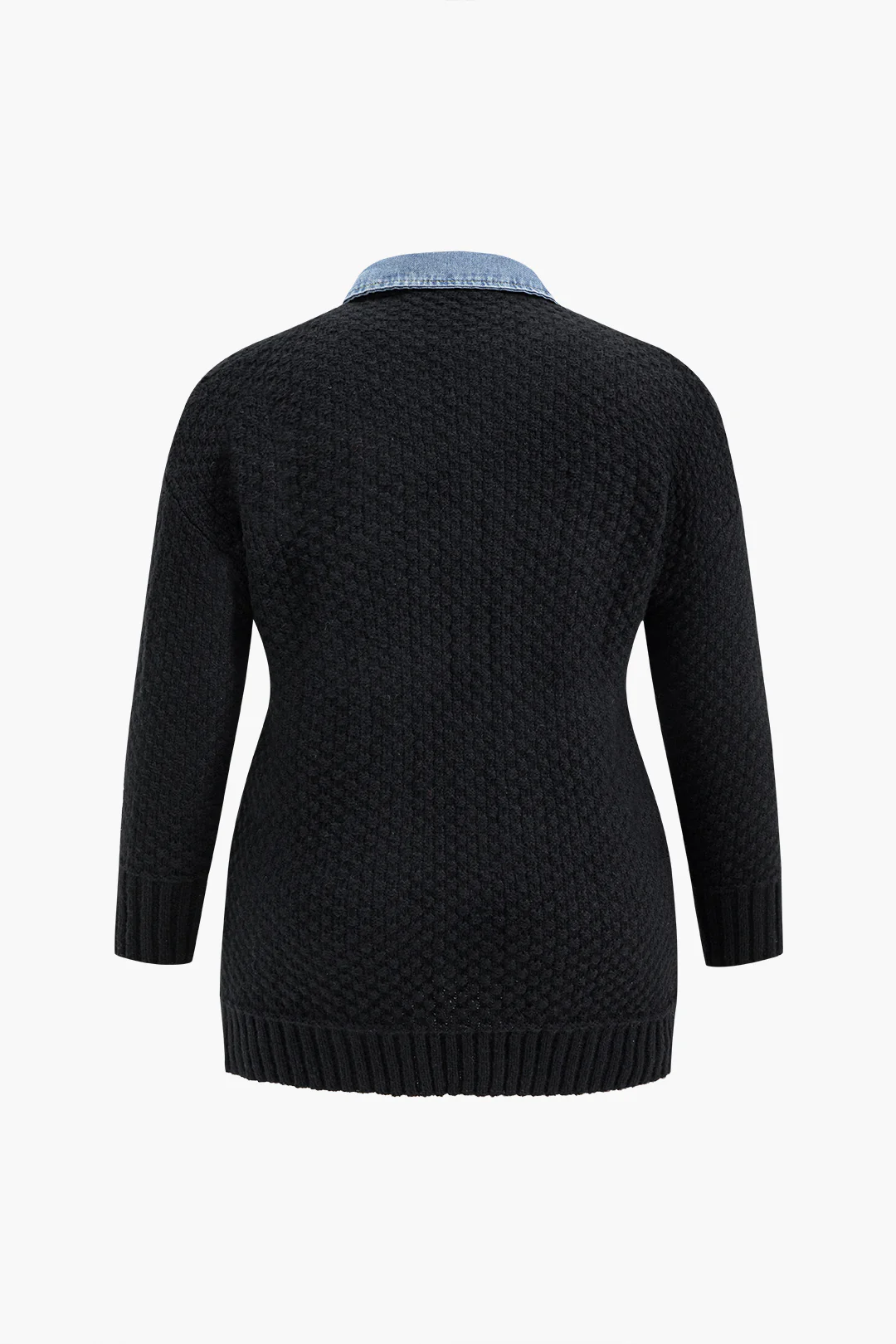 Plus Size Sweater Button Denim Patchwork Cardigan