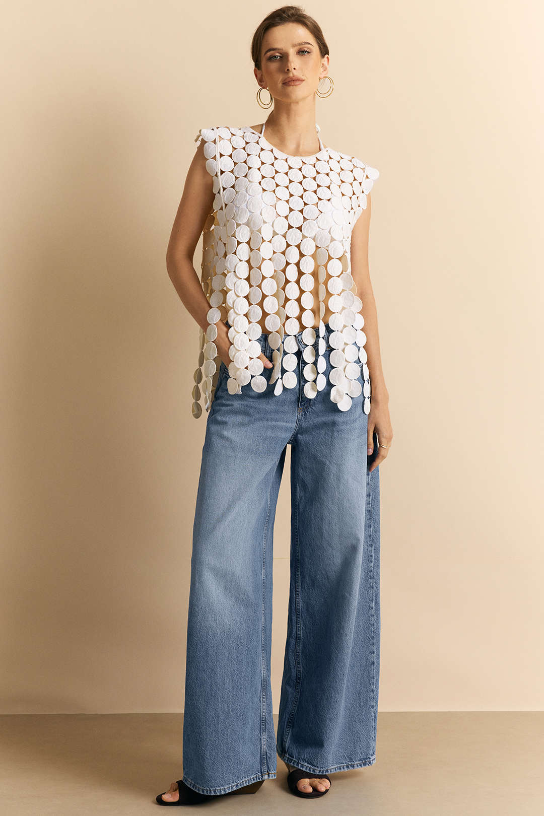 Irregular Fringed Tie-Back Tank Top